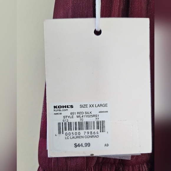NWT LC Lauren Conrad Silky Burgundy Tiered A-Line Midi Skirt Plus Size XXL 1219 - Picture 9 of 14